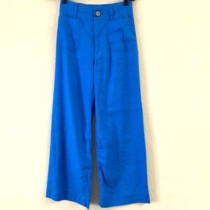 Anthropologie Maeve The Colette Crop Linen Wide Leg Pants 23 Blue Casual